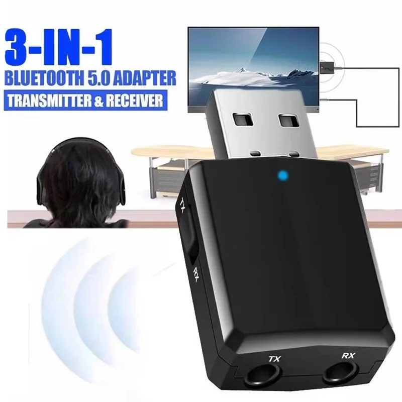 Adaptador de áudio bluetooth 5.0, transmissor, receptor, conversor de música estéreo, ferramenta de conversão de áudio para home stereo, rádio de carro, alto-falante