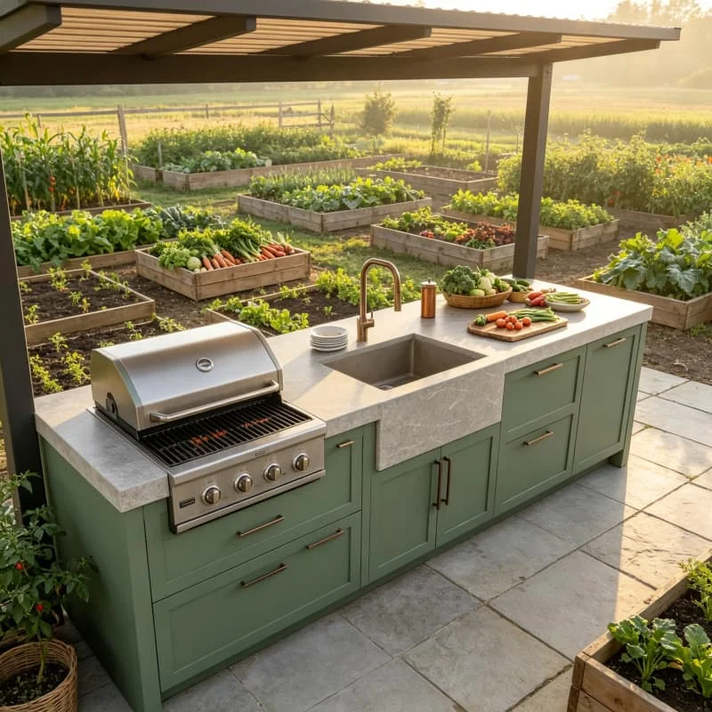 Outdoor Kitchen Workstation Cart Stainless Steel Table With Sink Drainboard Storage Shelves For Patio Garden Backyard Cooking