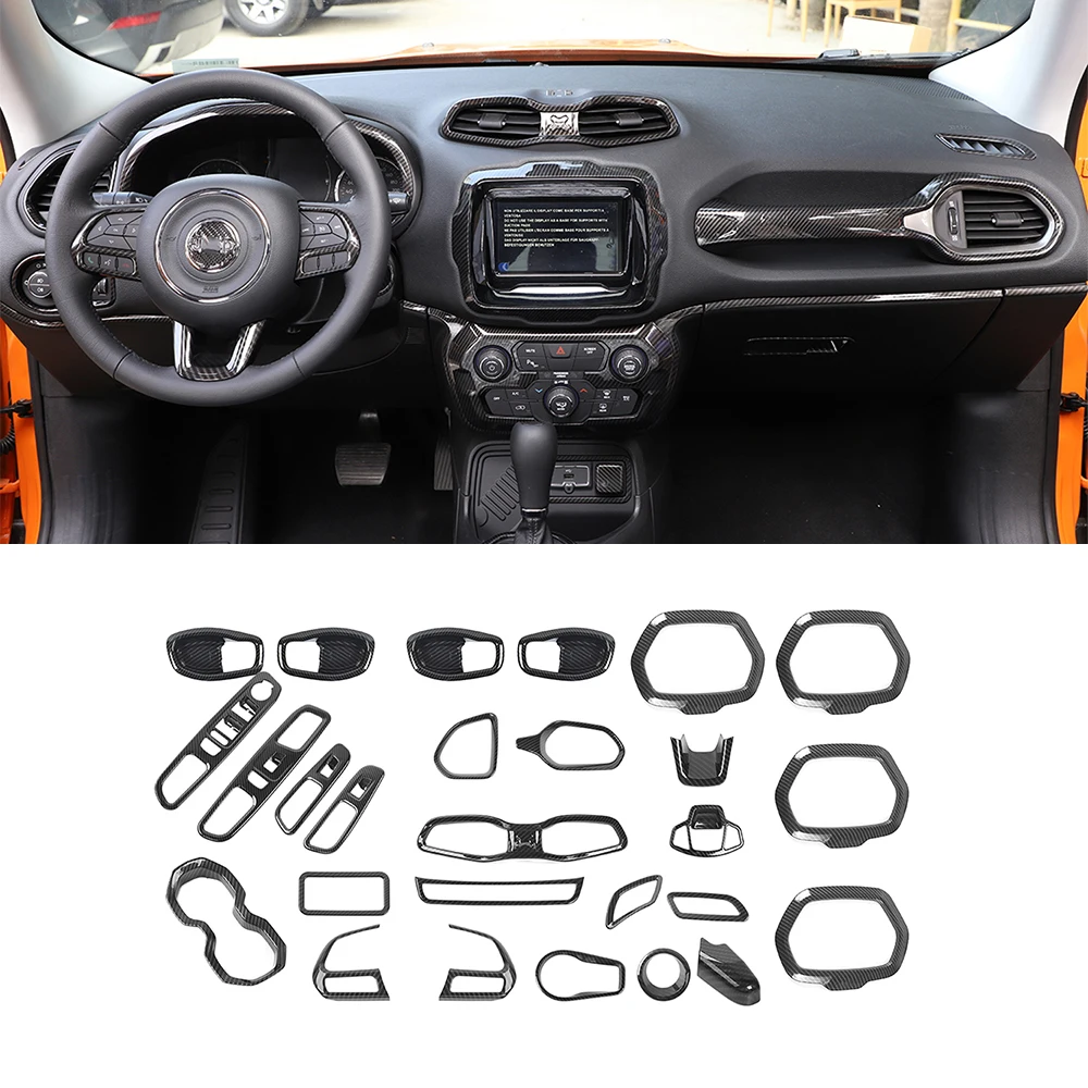

for Jeep Renegade 2016 2017 2018 Car Interior Center Console Cover Decoration Trim Sticker Kits Accessories Carbon Fiber Look