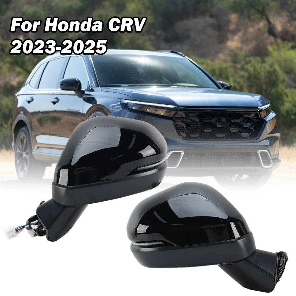 

9 Wires Door Side Mirror Assembly For Honda CRV 2023 2024 2025 Black Blind Spot Power Folding Wing Side Mirror Car Accessories