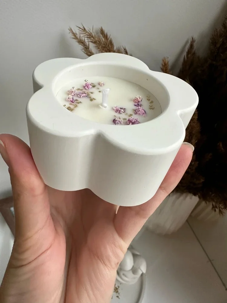 3D Plum Blossom shaped Cylindrical Pen Holder Candle Cup Silicone Mold DIY Storage Jar Home Crafts Ornament Concrete Gypsum Mold