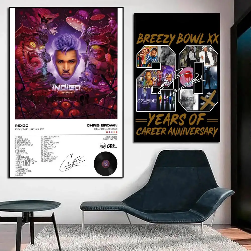 C-Chris Brown Poster HD PVC Waterproof Wall Art - Self Adhesive Scratch Proof For Home Office Bar