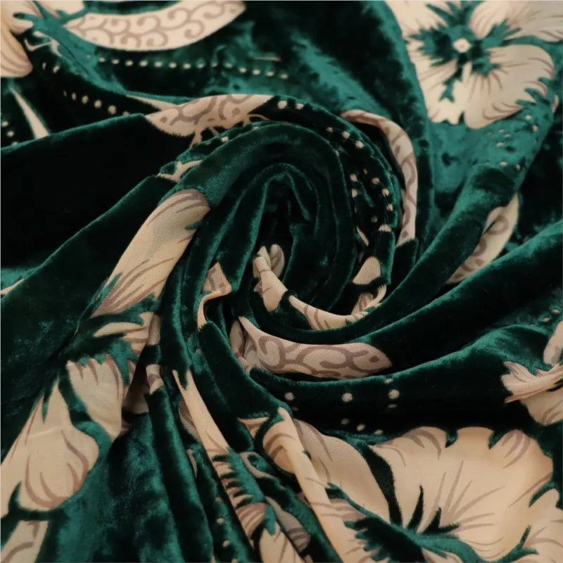 Tecido de veludo brocado viscose impresso tecido manchado e queimado vestido de noite cheongsam novo estilo chinês