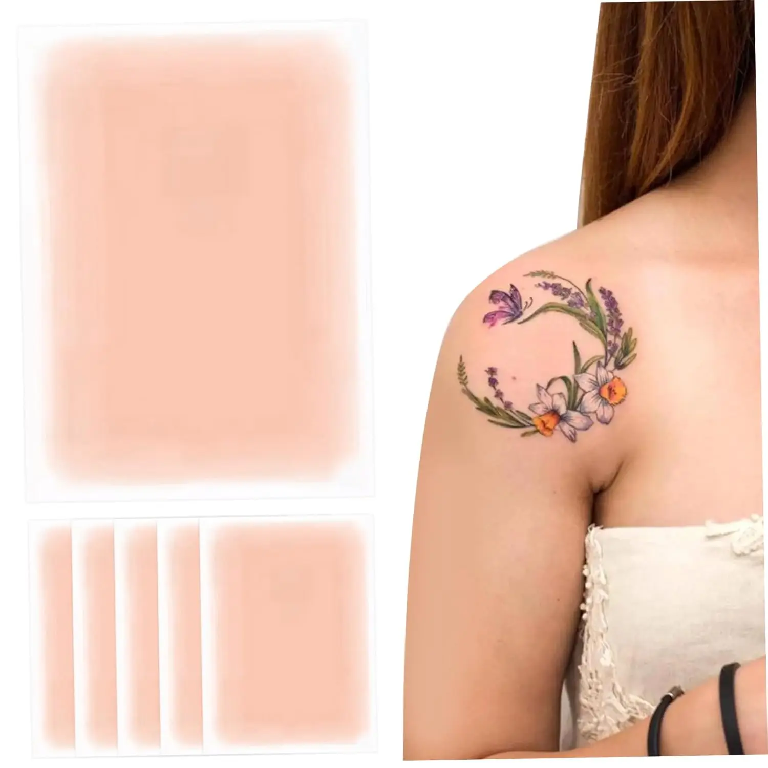 6PCS Tattoo Cover Up Tape Waterproof Ultra Thin Patch Pads Concealer Bruise Stretch Scar Dark Spots Vitiligo Skin Makeup Sticker