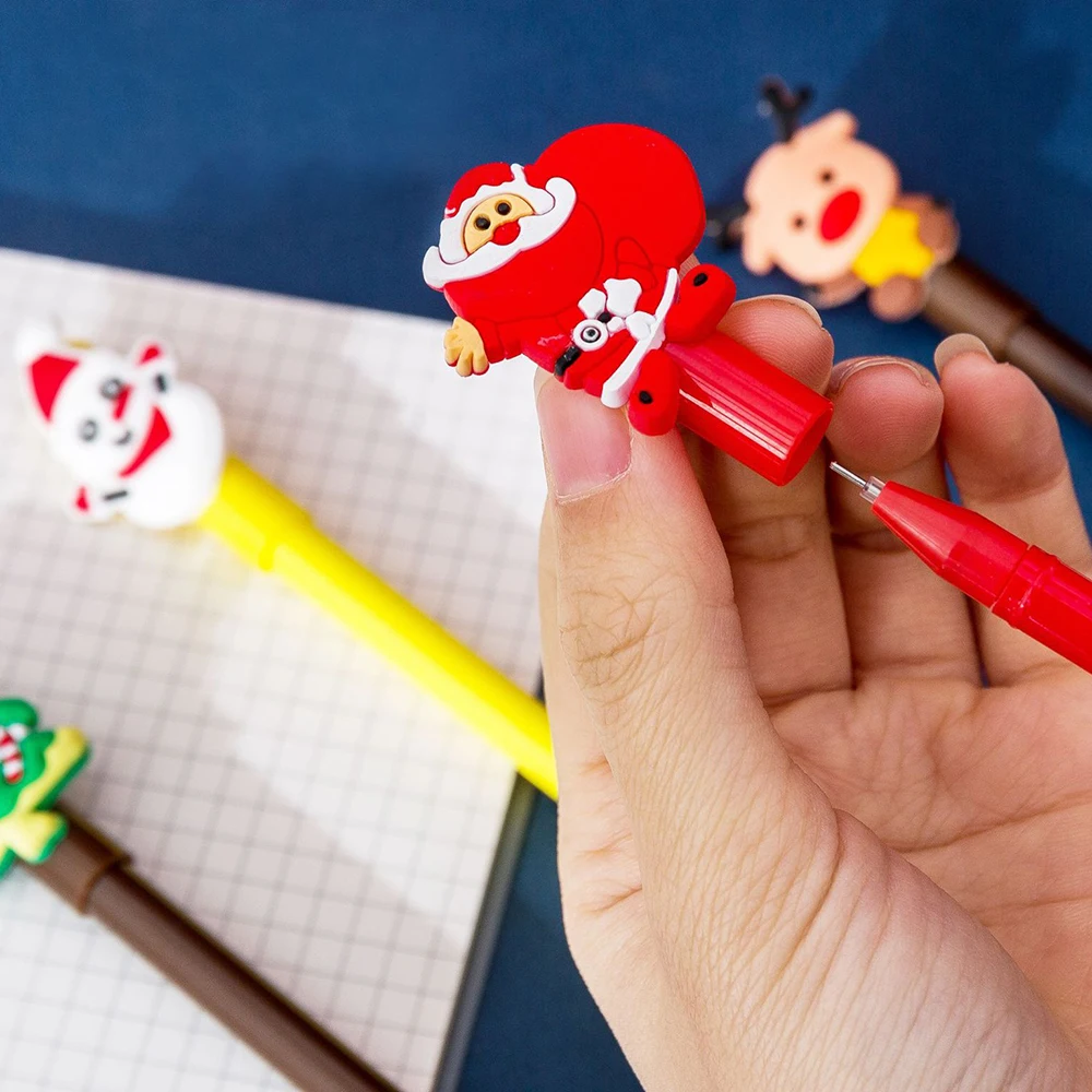 Cartoon Christmas Gel Pen 0.5mm Black Ink Pen Student Writing Signature Pens Stationery