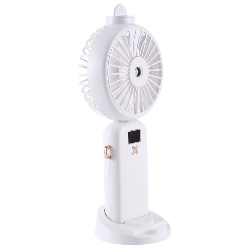 

Hot 5000Mah Folding Electric Fan USB Rechargeable Air Cooling Fan Spray Function 5 Speed Digital Display Handheld Fan