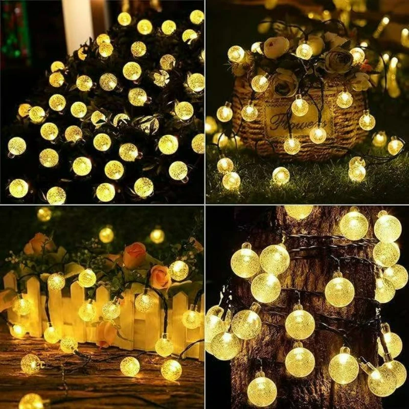 Solar Bubble Ball Light String Outdoor Camping Light String Decorative Crystal Ball Lantern Party Christmas Roadside Decoration