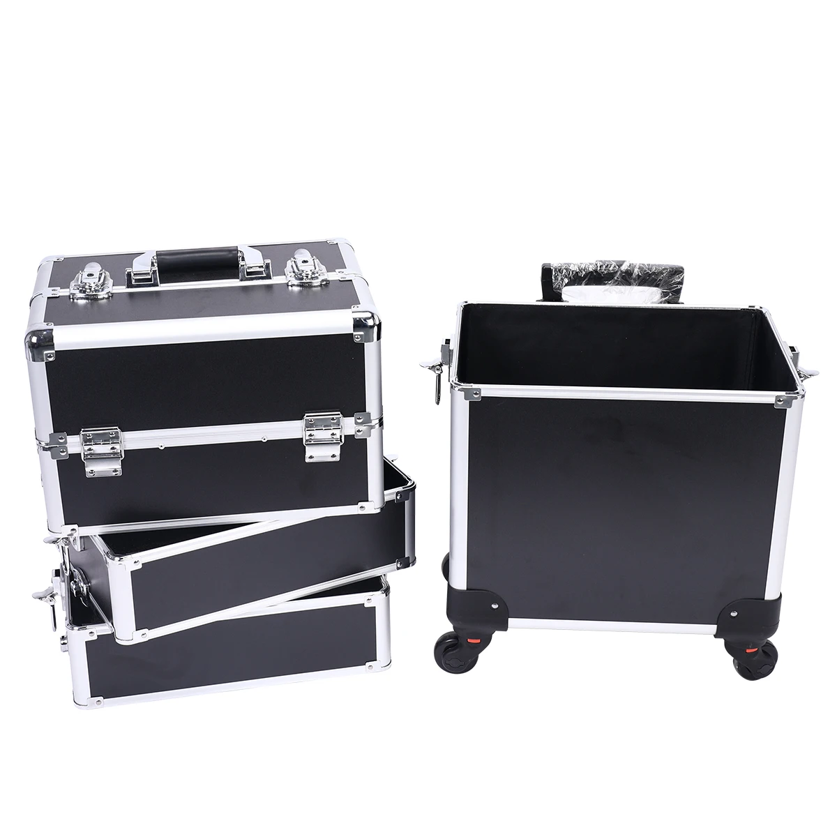 4 in 1 Vanity Makeup Beauty Cosmetic Case Beauty Nail Hairdressing Trolley Case Large Capacity Trolley Makeup Box