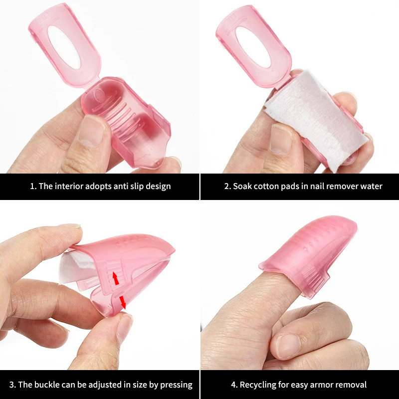 5PCS Nail Art Soak Off Cap Clip Plastic UV Gel Polish Remover Wrap Tool Nail Tips For Fingers Nail Polishing Removers Nail Tool