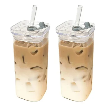 600ML Stripe Glass Coffee Cup 1