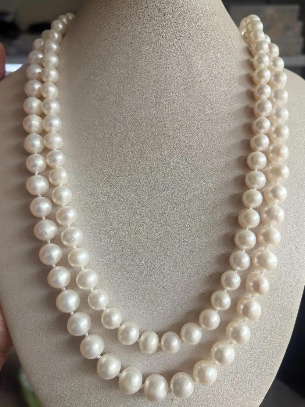 Double row seawater Genuine 8-9mm 9-10mm Natural akoya white AAA Round Pearl Neck 18 '' 14k gold clasp Multiple sizes