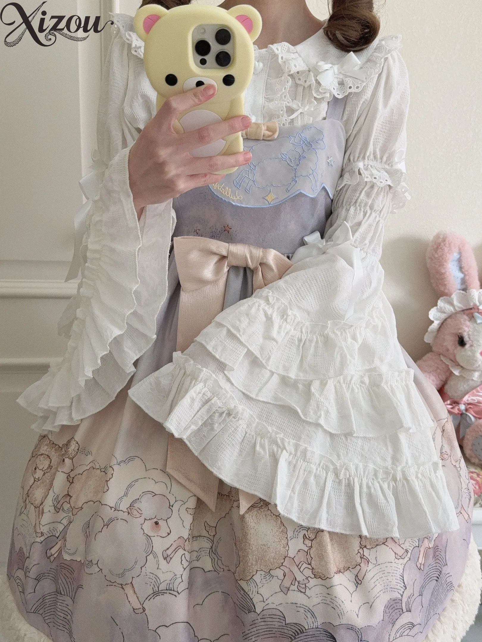 Chemises Lolita col de poupée à nœud Blusas Femininas chemise à manches longues à manches courtes couleur unie mode femmes hauts été