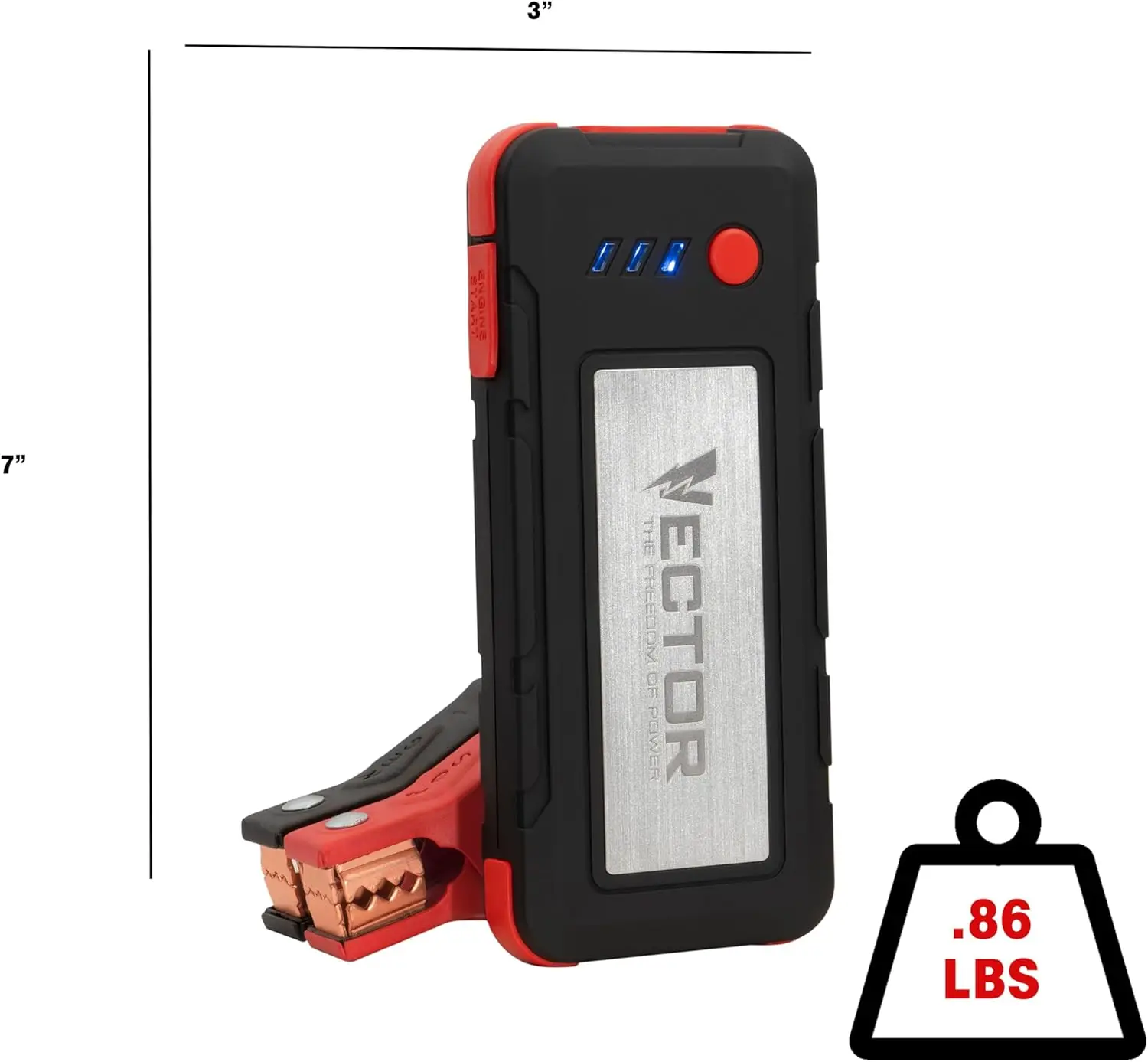SS16LV 1600A Lithium Jump Starter، USB-A/C، 3.1A، مدخل/خارج الطاقة، ضوء LED، مشابك شديدة التحمل #5