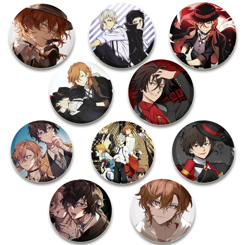 Hot Japanese Anime Dazai Osamu Nakajima Atsushi Edogawa Rampo Cartoon Character Cute Brooch Badge Fans Collect Friends Gift