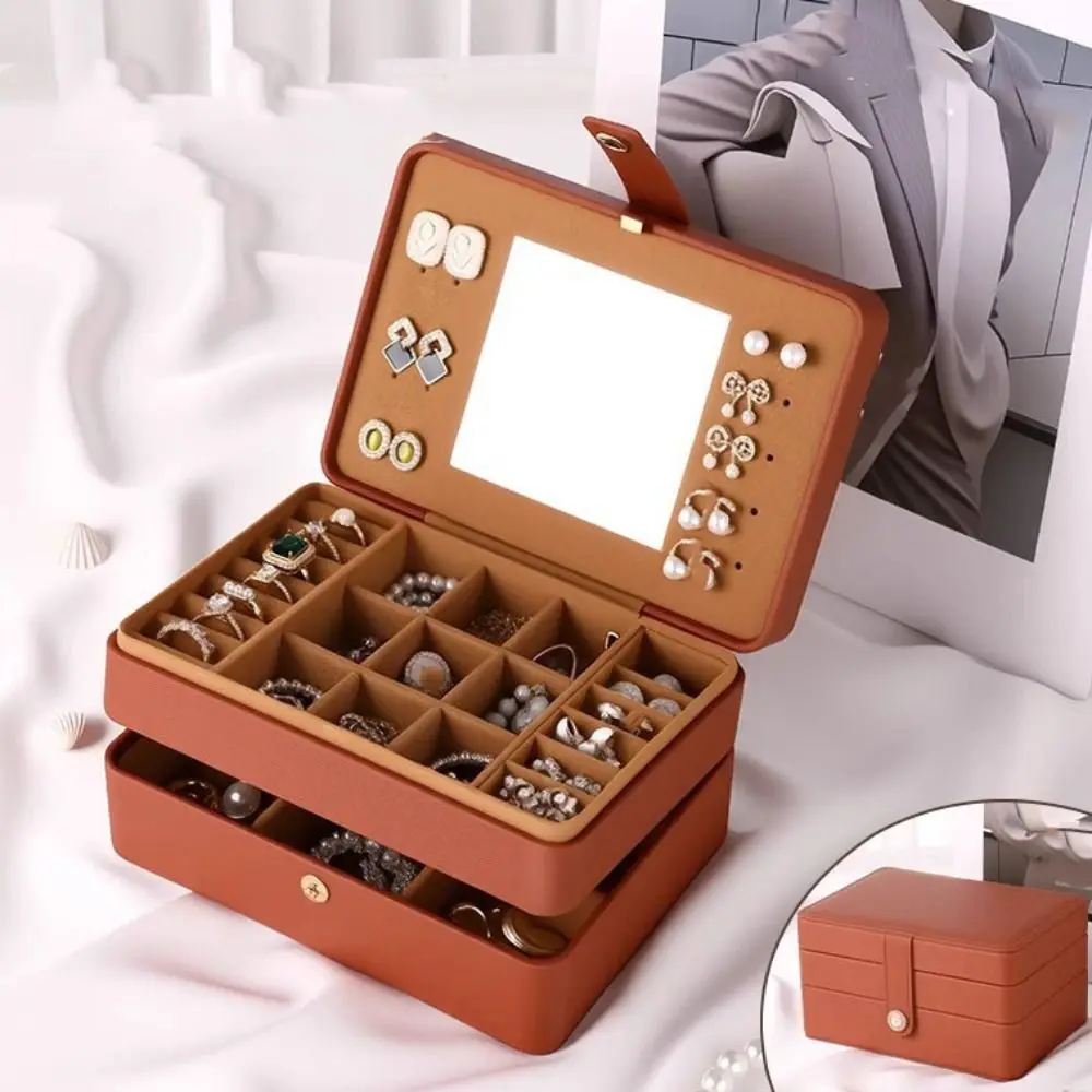 Draagbare PU-sieradenverpakkingstas Ringen Ketting Armband Oorbellen Sieradenhouder Meerlaagse organisator Sieradenopbergdoos Reizen