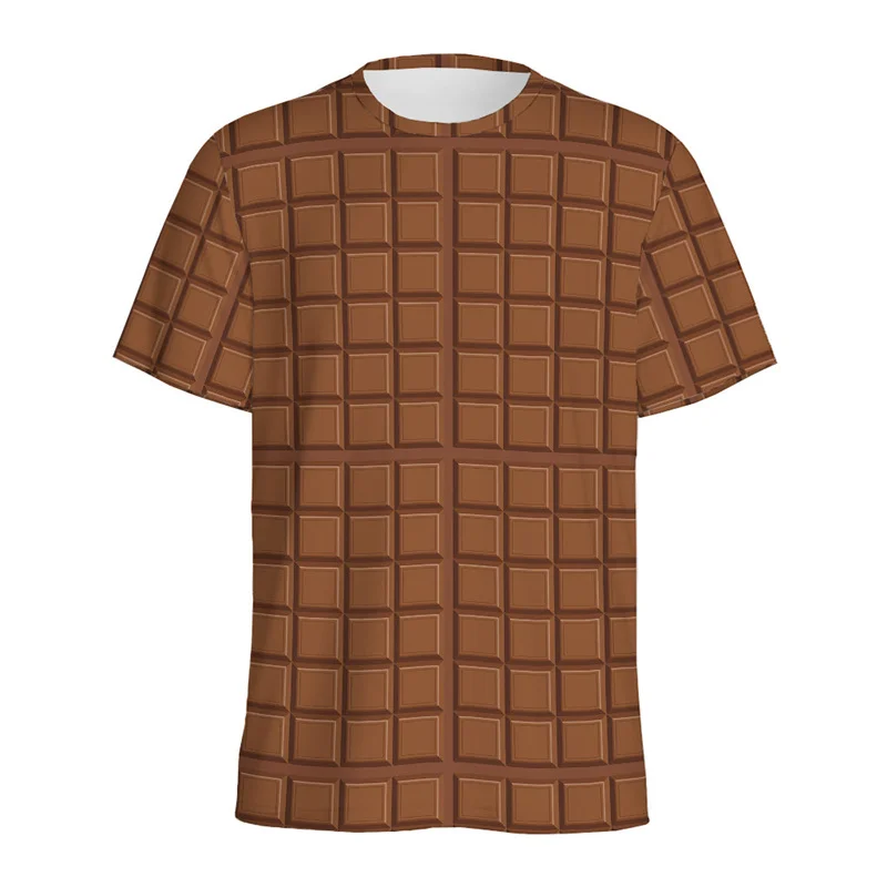 Camiseta con estampado de Chocolate y queso de dibujos animados para hombre, Camiseta con estampado 3D, camiseta holgada de manga corta con cuello redondo de calle