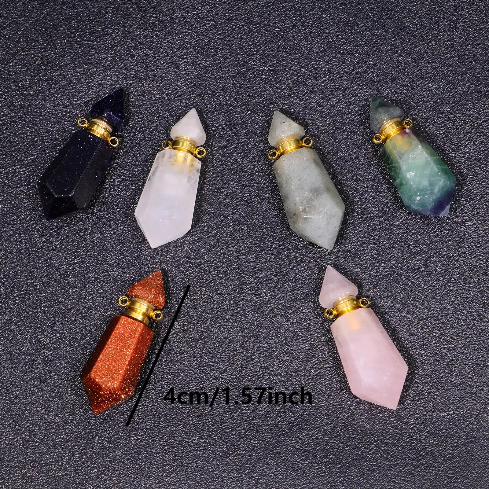 1PC Natural Crystal Perfume Bottle DIY Fashion Essential Oil Bottle Pendant Healing Crystal Ladies Gift Valentine\'s Day Gift