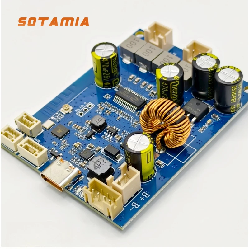 

SOTAMIA 2*25W Bluetooth-усилитель мощности с регулировкой тона, входом и выходом 3.5 мм, регуляторами высоких и низких частот, встроенной зарядкой 7.4V