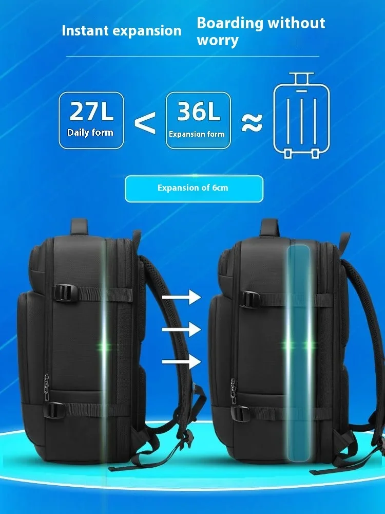 EURCOOL 15.6 Laptop Backpack Black Business Male Mochila USB Charging Functional Rucksack Waterproof Backpack