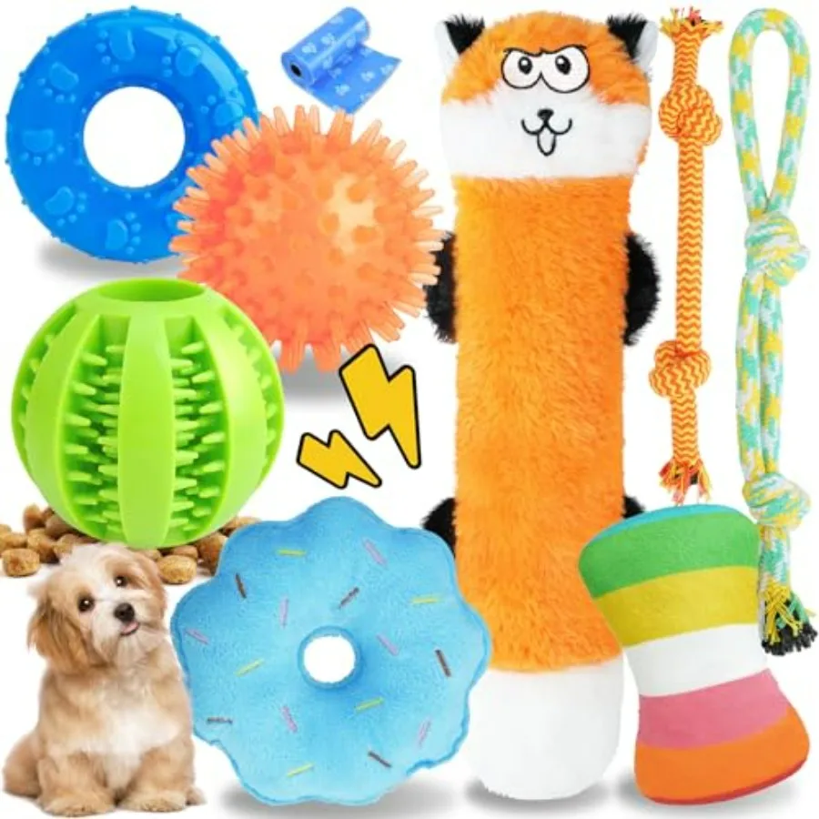 

Puppy Toys for Teething, 9 Pack Interactive Dog Toys for Small Dogs, Puppy Chew Toys for Boredom with Rope Toys, Treat Ball and