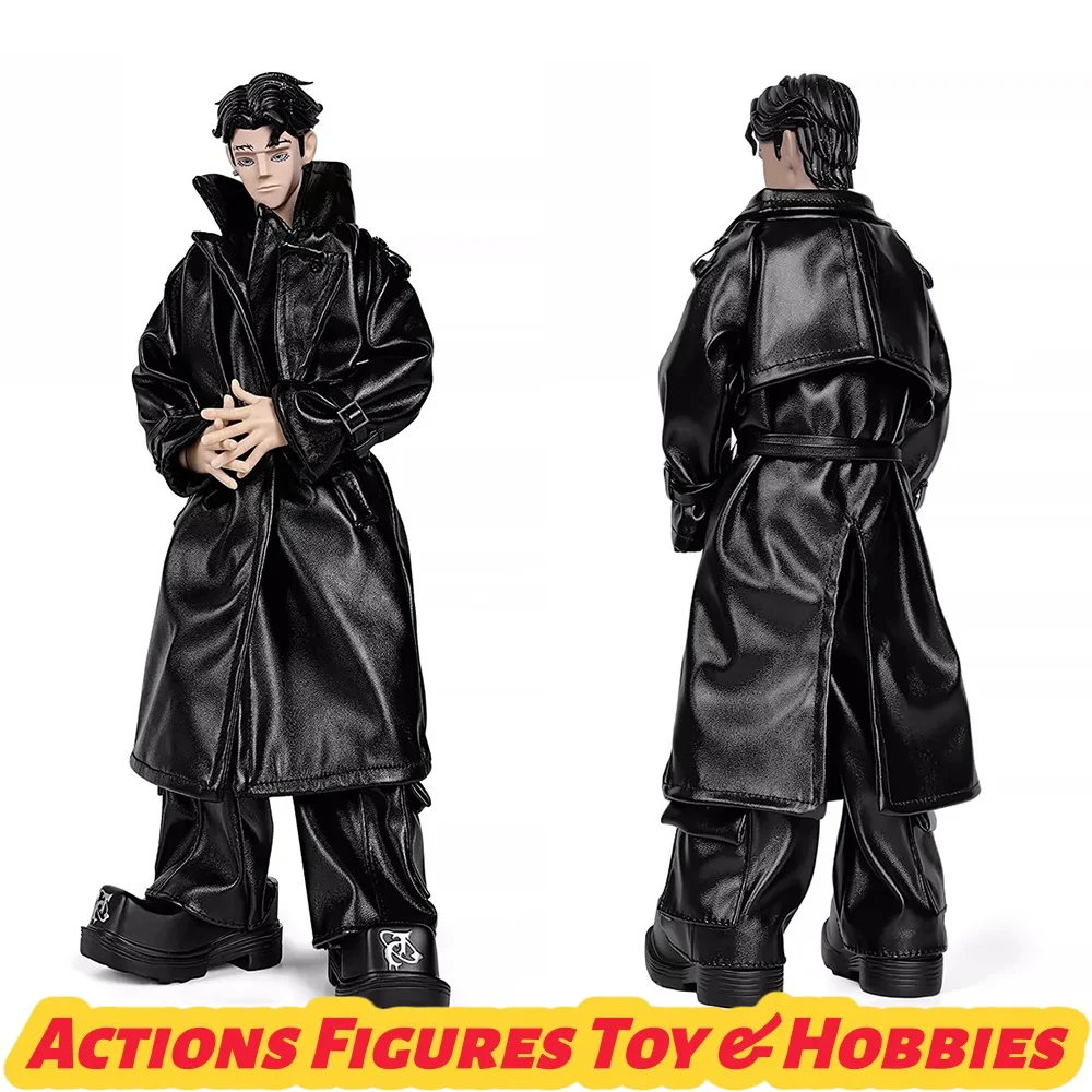 1/6 Retro-Schuhe mit dicken Sohlen und quadratischer Spitze für Herren, Leder-Windjacke und Hosen-Accessoires für 12-Zoll-Actionfiguren-Körpermodellspielzeug