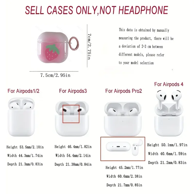 حافظة الفراولة الوردية مناسبة لسماعات AirPods 1/2/3/4 & Pro/Pro 2 - حافظة واقية لسماعات الأذن مضادة للانزلاق والصدمات، هدية عيد الميلاد، عيد الأم، للأصدقاء أو العائلة أو الزملاء!