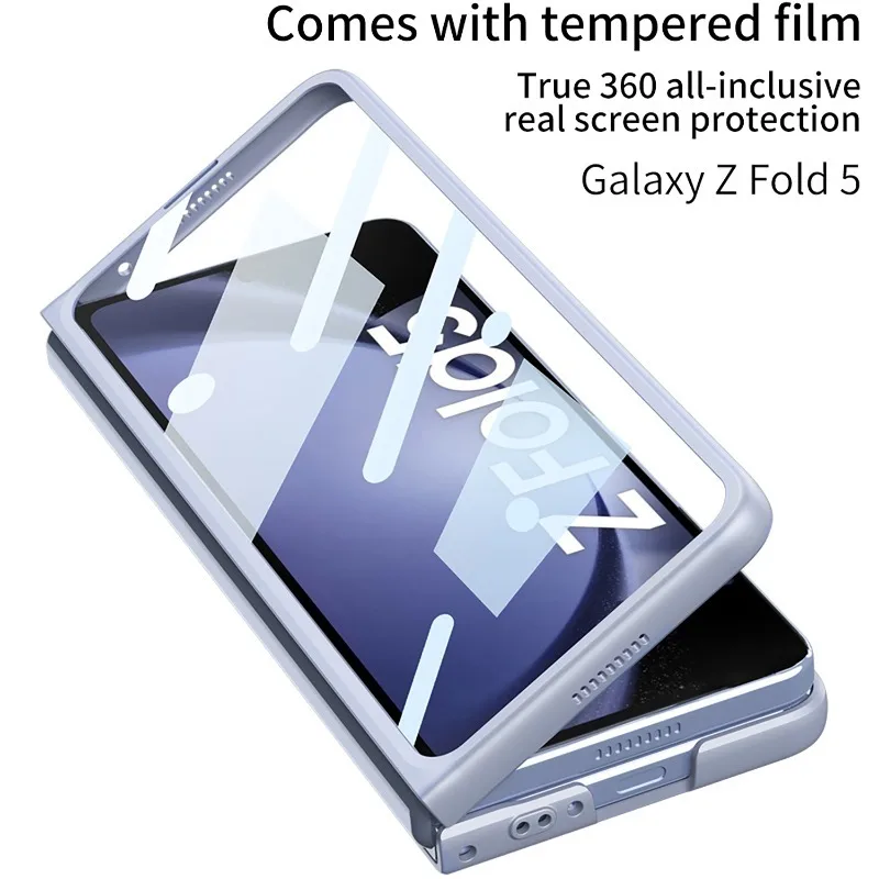 

Luxury Tempered Glass Cover for Samsung Z Fold5 Case with Lens Slide Window Business Shockproof Shell for Galaxy Z Fold 5 Case