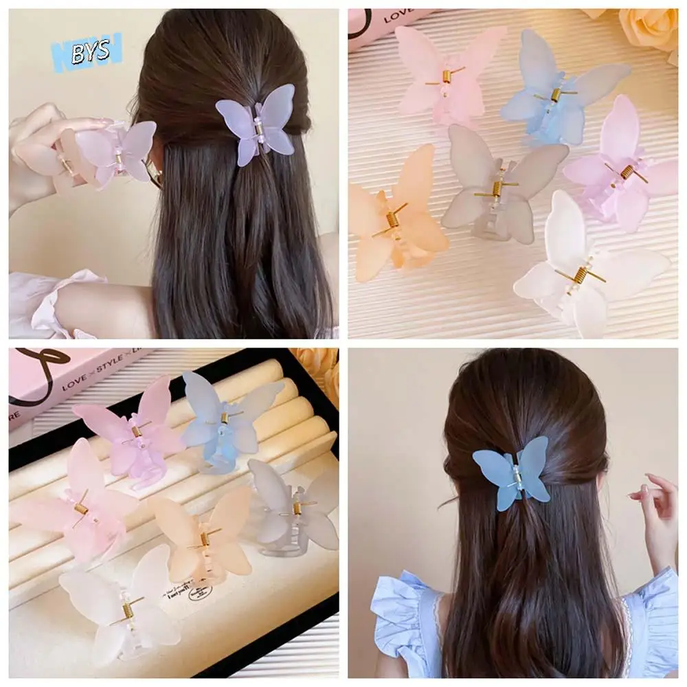 Acryl haarspeld Frosted Butterfly Hair Claw Banaan Clip Dieren Vlinder Haarclip Haaraccessoires Grab Clip Grote Shark Clip