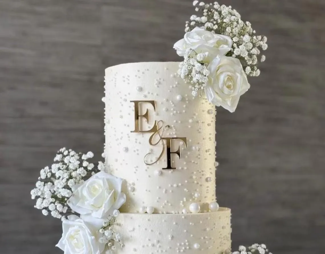 Adorno para tarta con monograma, abalorio acrílico con letras para tarta, adorno plano para tarta, adorno acrílico para tarta de boda, iniciales personalizadas