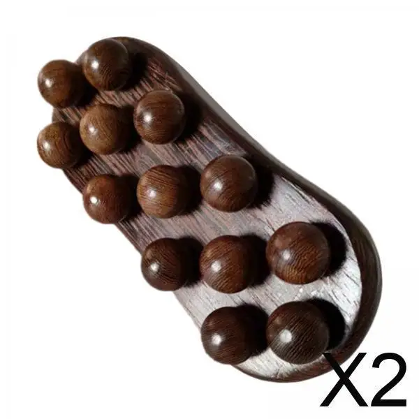 

2x Wooden Massage Body Brush Wood Massage Tools with 13 Beads Multi Functional