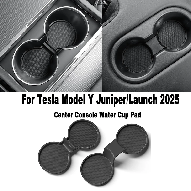 For Tesla Model Y Juniper/Launch 2025 Center Console Water Cup Pad Anti-slip Pad Rear Row Cup Holder Pad Interior Accessories