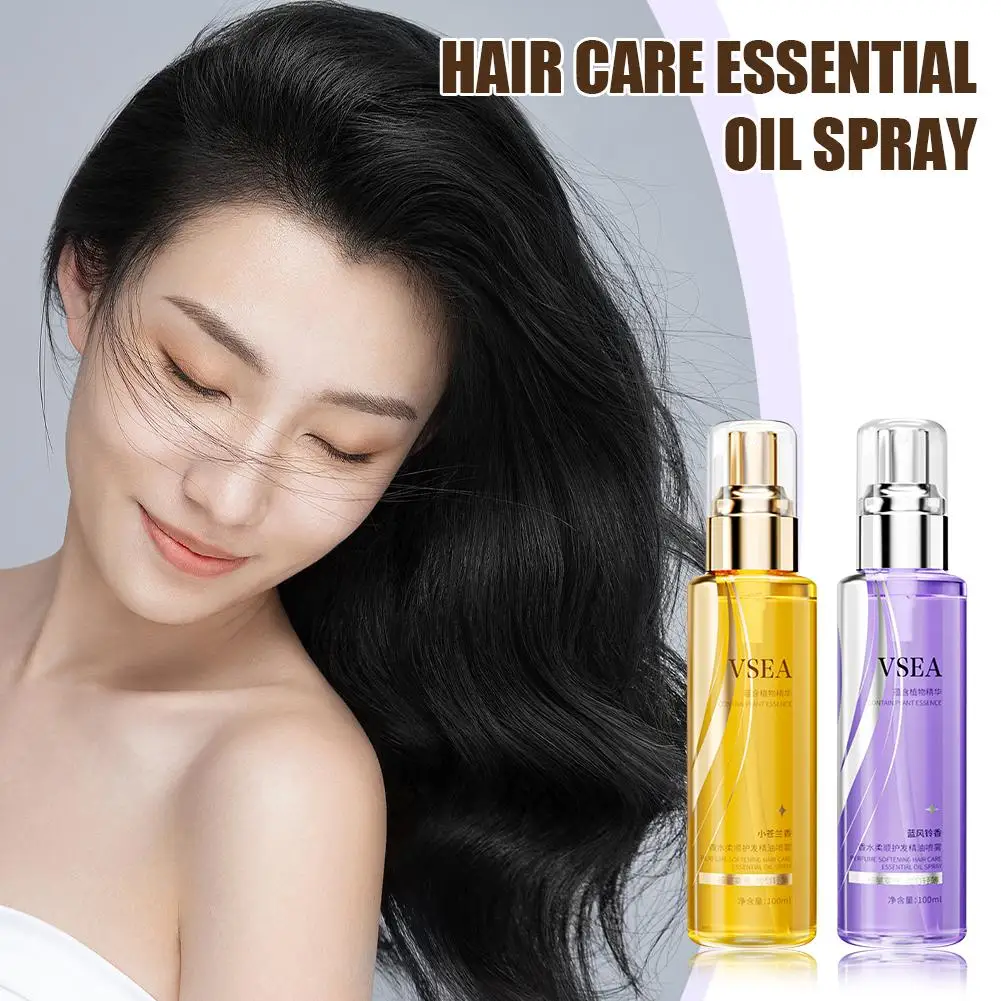 กลิ่นหอม Hair Care สเปรย์น้ํามันหอมระเหย Anti Frizzy 100ml Nouishing Anti DRY Hair Smoothing Moisturizing Anti-Static ผลิตภัณฑ์ A3b7