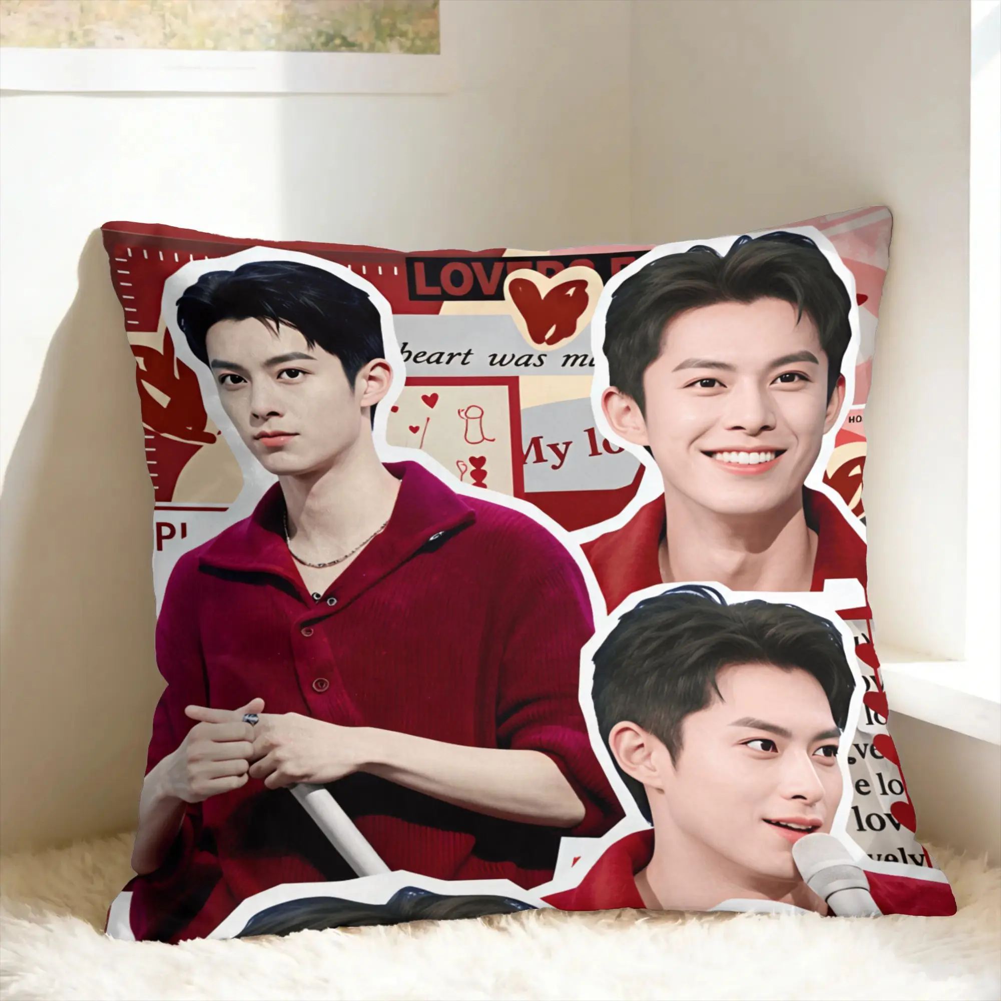 Pillow Case Wang Hedi Dylan Wang Actor Comfy  Pillow Cover For Sofa Bedroom Home Decor Kawaii Pillowcases