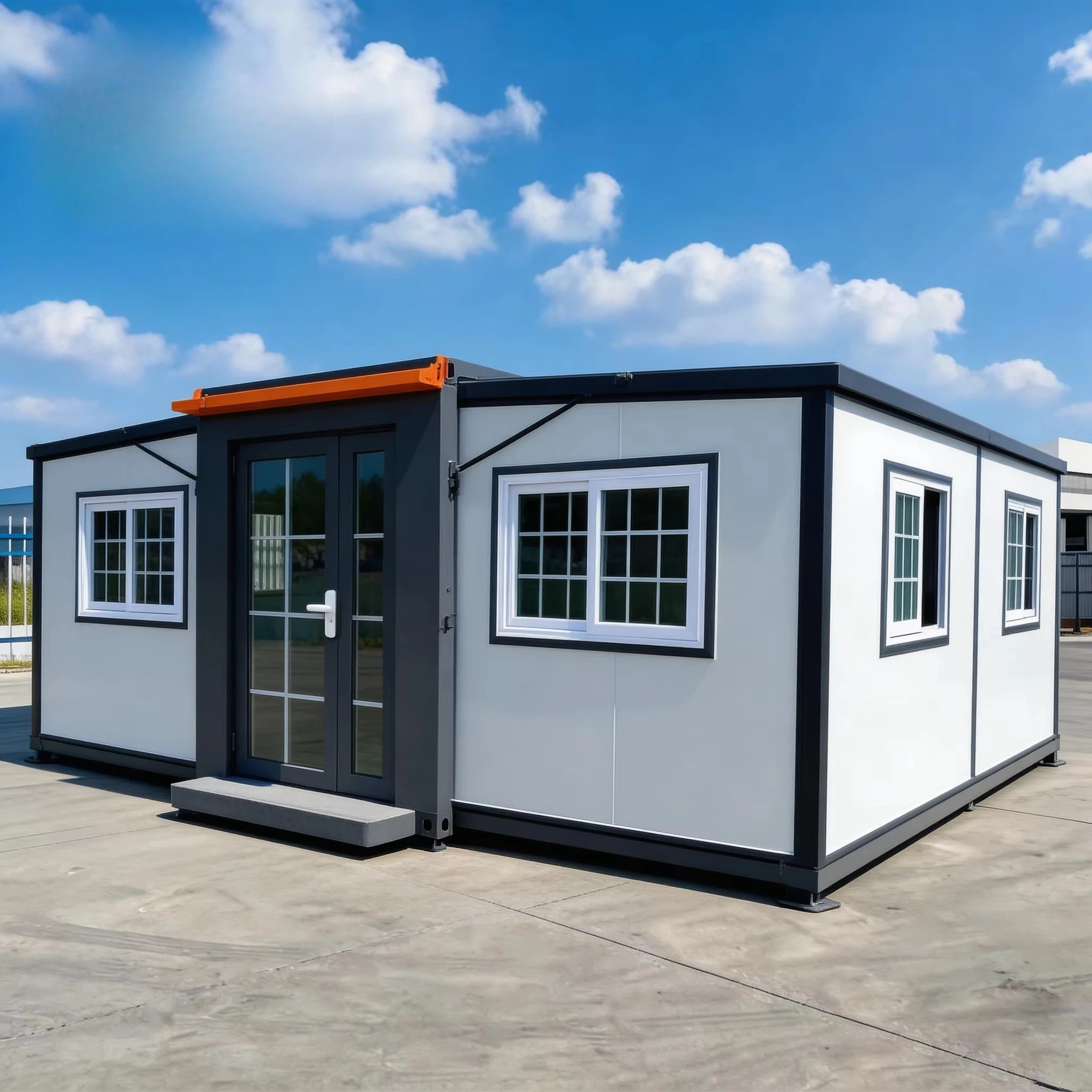 Windproof Anti Earthquake Fireproofing Soundproof Durable Steel Expandable Double Wing Folding Room Base Cabinets Portable House
