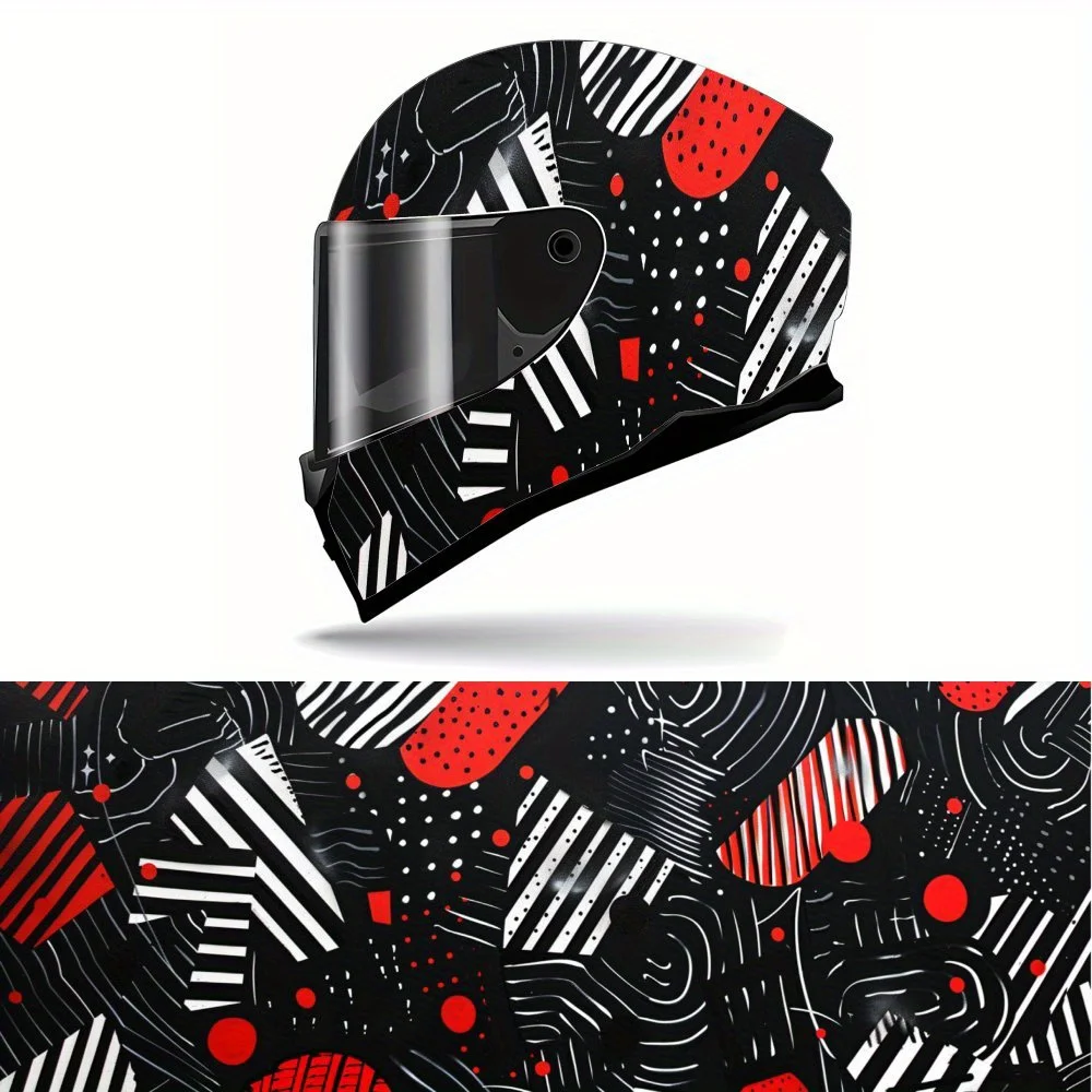 

Modernist Black White Red Geometric Full Face Helmet Vinyl Wrap Sticker, Durable PVC Material, Artistic Aesthetic Graphic Decal