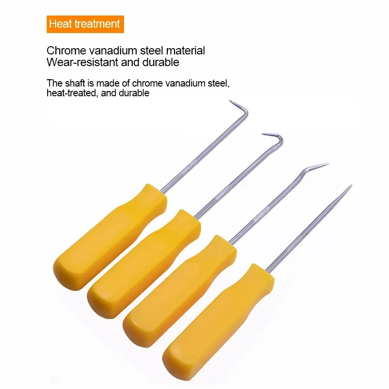 4pcs/set Heat-resistant Antislip Hook Pick Set Car Oil Seal Screwdriver Gasket Puller Oil Seal Removal Hook Tool Car Repair Tool