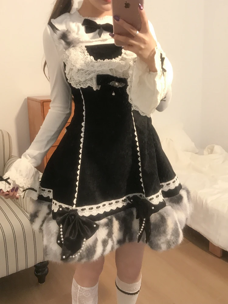 ชุดเสื้อคลุมสไตล์โลลิต้า ดีไซน์ Bla Cowl Ne Plu Dr พร้อมเสื้อคลุมและเสื้อยืดสำหรับผู้หญิง แฟชั่นฤดูหนาว ให้ความอบอุ่น