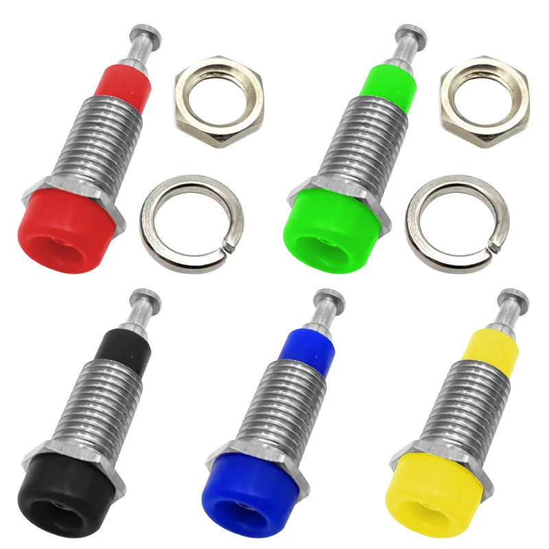 

10Pcs 2mm Banana Socket Banana Plug Electrical Test Hole Terminal Jack Binding Post Nut Connector for Audio Video Sound Speaker