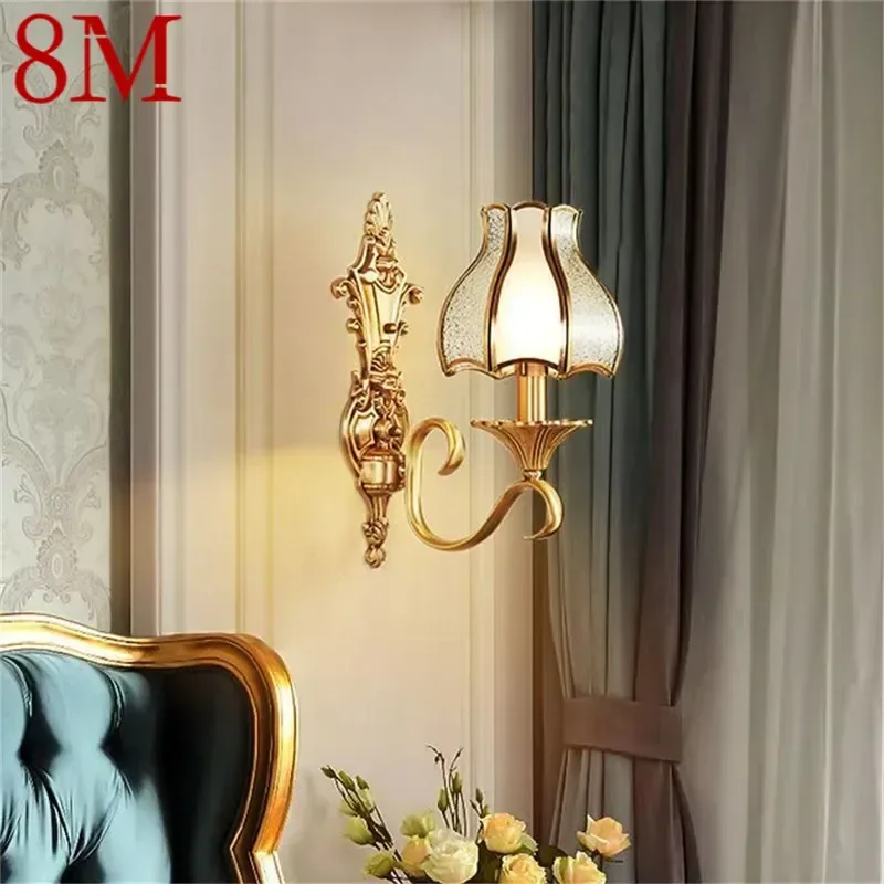 8M Contemporary Brass Wall Lamp American Retro LED Living Room Bedroom Study Room Hotel Villa Model Room Hall Way Aisle Ligh