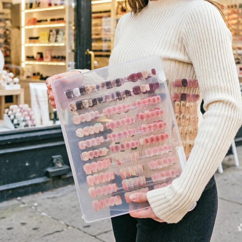 

1Pc Home Nail Art Piece Storage Box Large Capacity Transparent Organizer Nail Display DIY Simple Storage Box