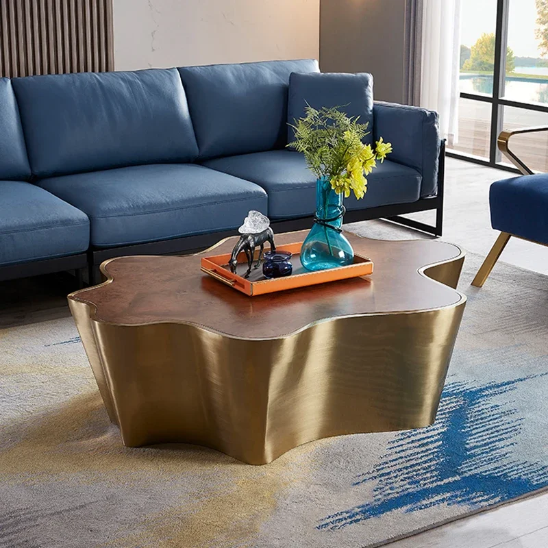 Modern Luxury unique Center Table tree trunk Special-shaped Tea Table brass gold stainless steel coffee table designs