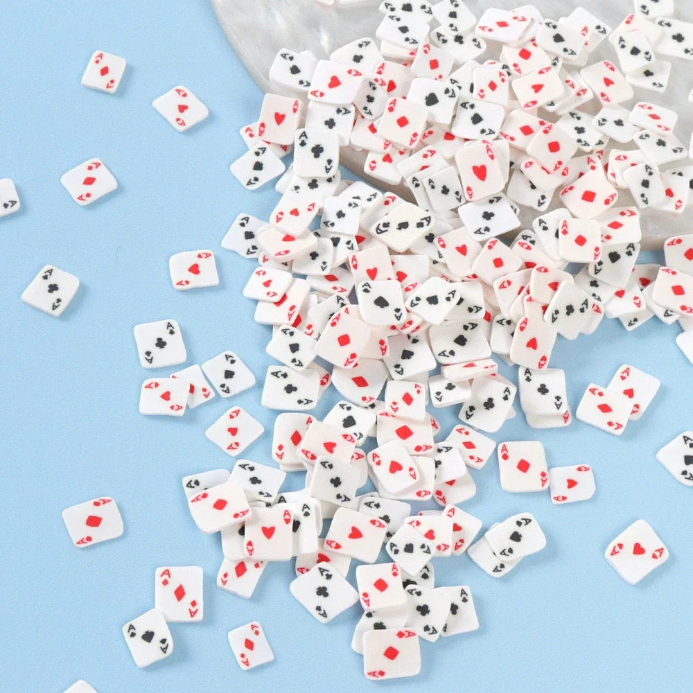 10g Poker Nail Art décoration polymère argile tranche flocon ongles breloques conseils mélangés cartes à jouer artisanat bricolage manucure fournitures