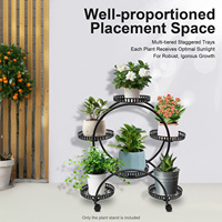 Metal Plant Stands 6 Pots Plants Flower Holder 4 Tier Display Shelf Rack with 4 Wheels for Patio Garden Yard Home Decor