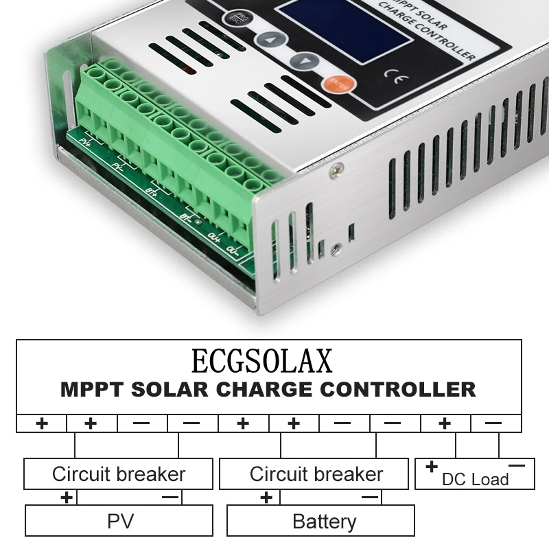 Imagem -04 - Controlador Carga Solar Mppt Ecgsolax-mppt Controlador de Carga Solar Regulador de Carga da Bateria Auto 60a com Display Lcd Max pv 150vdc 12v 24v 36v 48v Controlador Solar Mppt Controlador de Carga Mppt