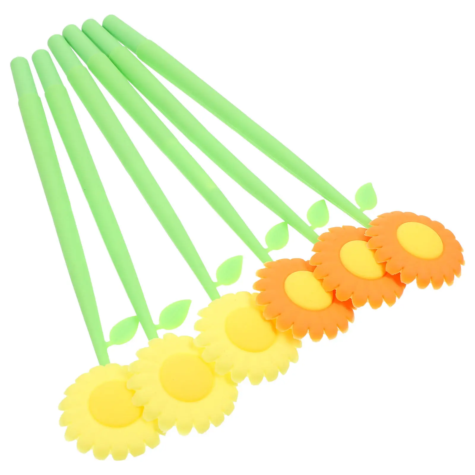 6Pcs Silicone Gel Pens Sunflower Shaped Neutral Ink Smooth Writing Pens for Students Office Supplies Creative Portable Cartoon