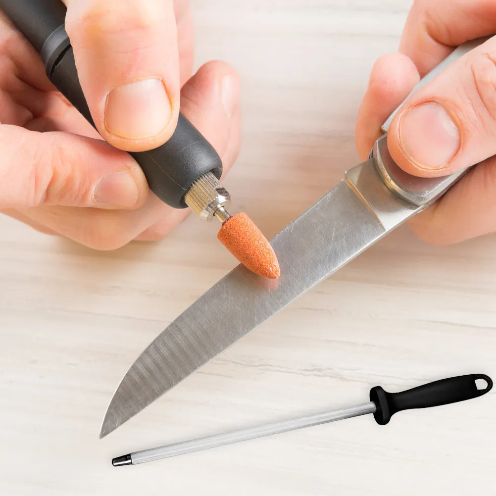 2 pièces de tige d'affûtage en acier inoxydable avec manche en PP de qualité supérieure pour couteaux de cuisine, bâton d'affûtage pour couteaux, haute efficacité, pour chefs professionnels