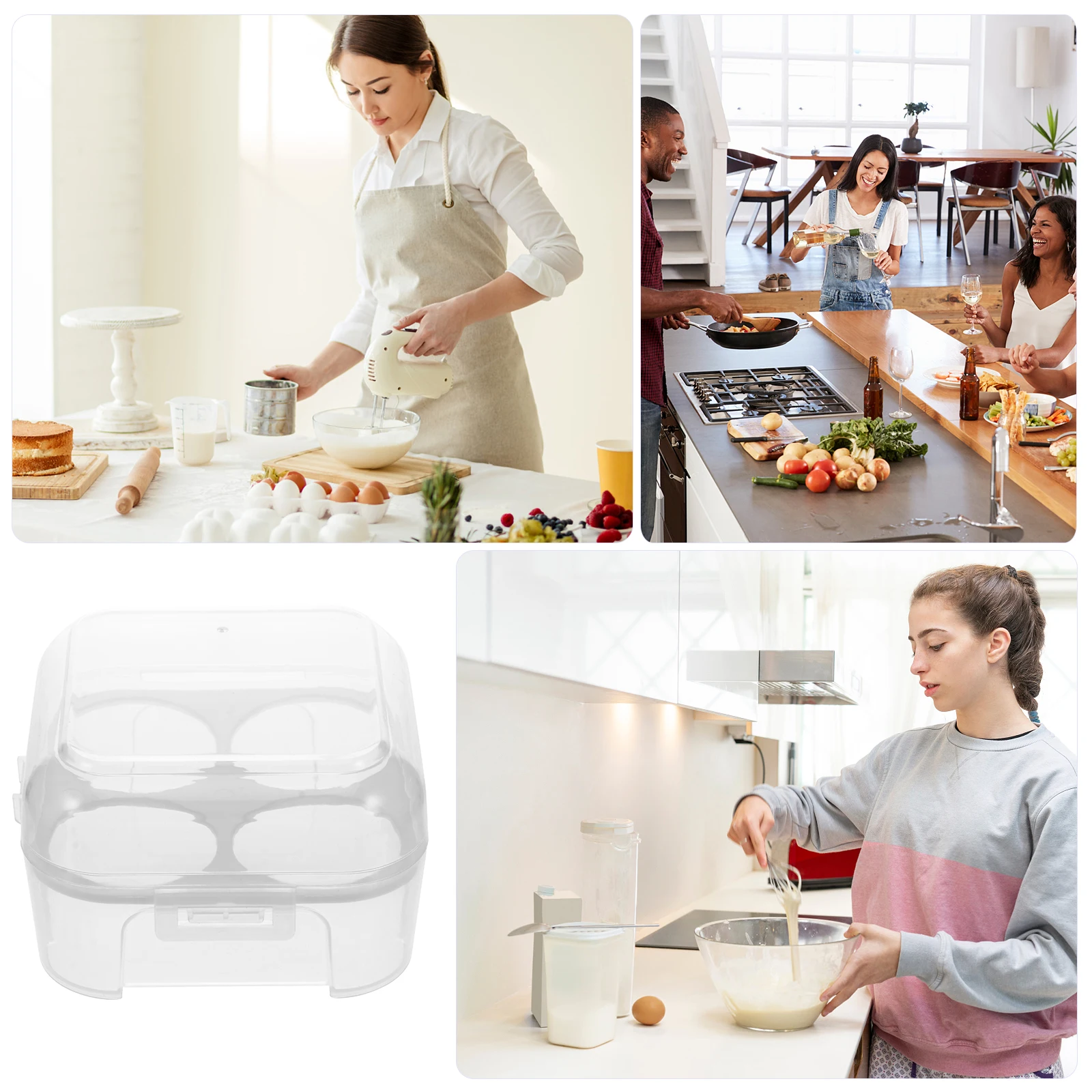 

3pcs Egg Holder Plastic Egg Box Clear Stackable Storage Container for Refrigerator Slim Compact Design PP Material Easy