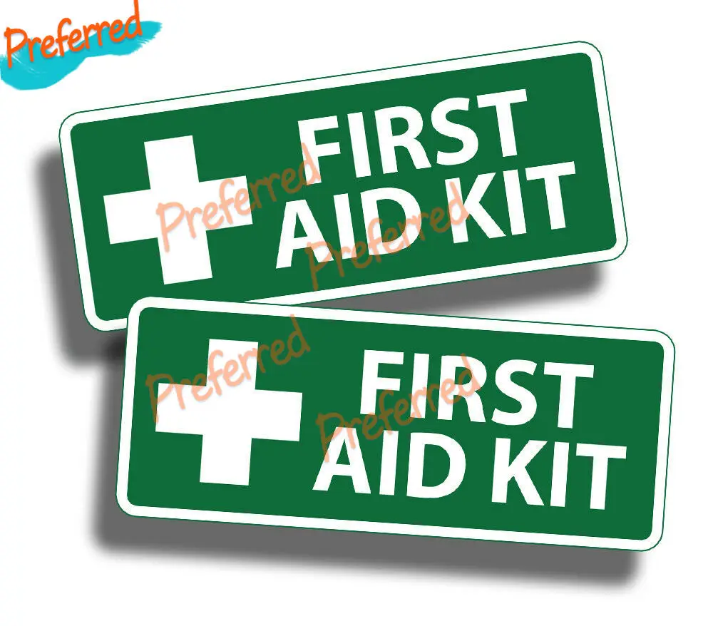 2x Green First Aid Sticker 1st Security Alert OSHA Rescue Kit Red Cross Emergency DIY Car Sticker Decal-all Sizes Waterproof PVC