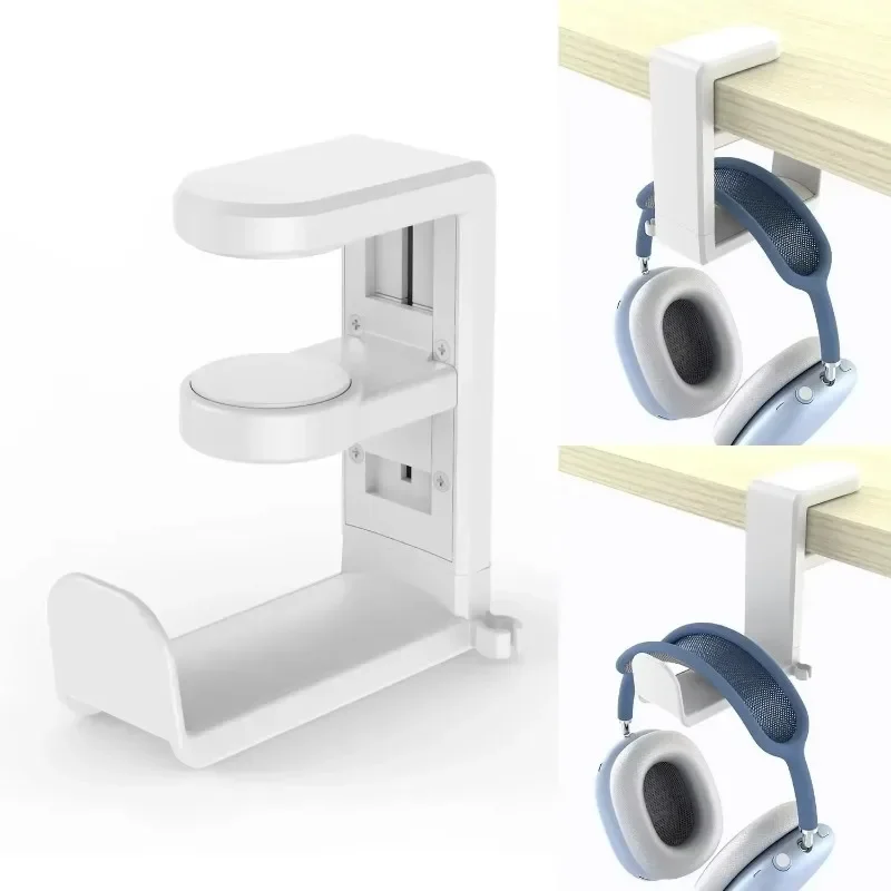 Pc Headphone Stand No Punch Table Clip Hook Headphone Holder 360 Degree Rotating Headphone Holder Miscellaneous Storage Hanging