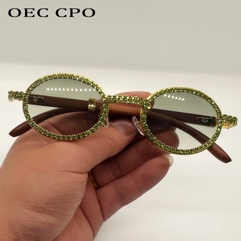 Diamentowe luksusowe metalowe okulary przeciwsłoneczne UV400 moda Rhinestone owalne okulary odcienie dla kobiet stylowy projektant marki kobiece okulary przeciwsłoneczne — zdjęcie 5